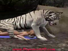 A sultry adolescent beastiality animation with a white tiger fucking